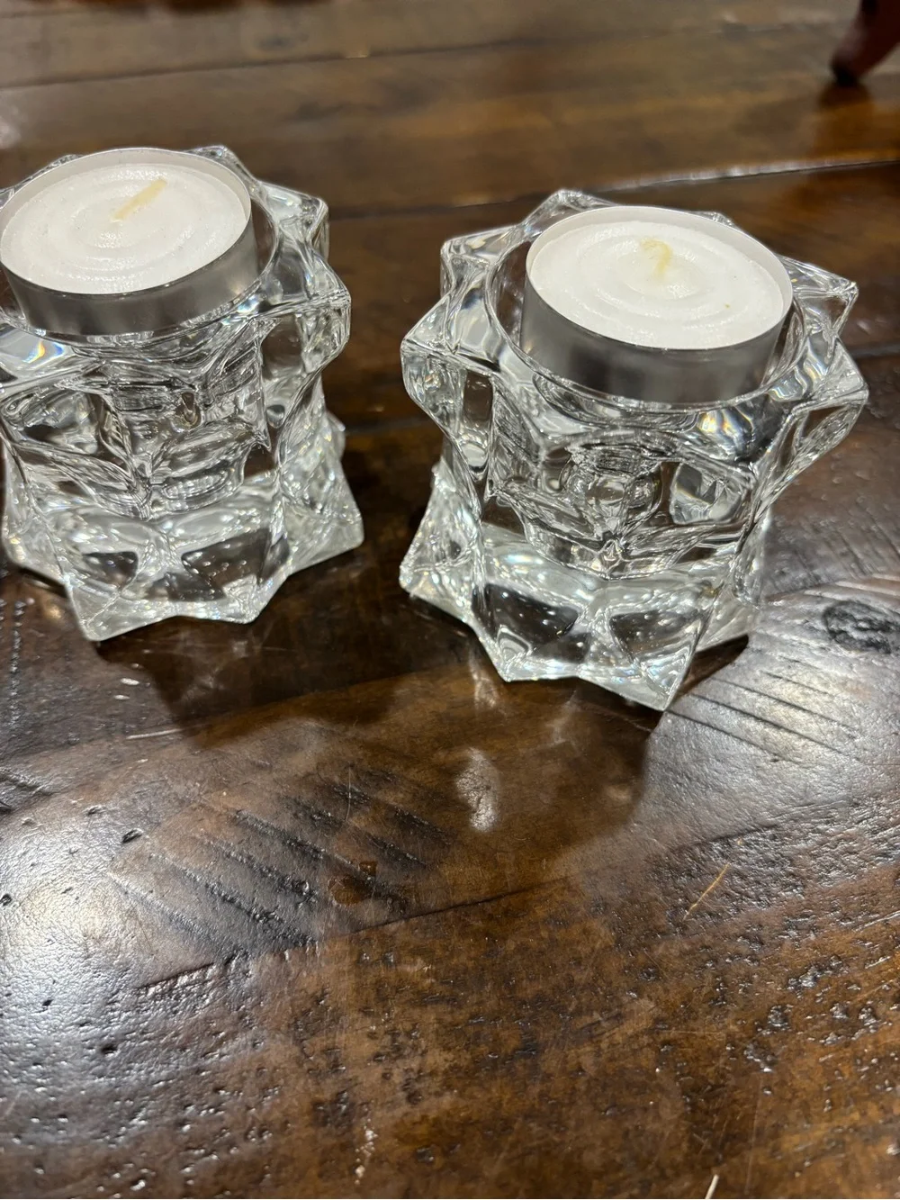 Mikasa Crystal Clear Glass Star Votive Candle Holders - Set of 2